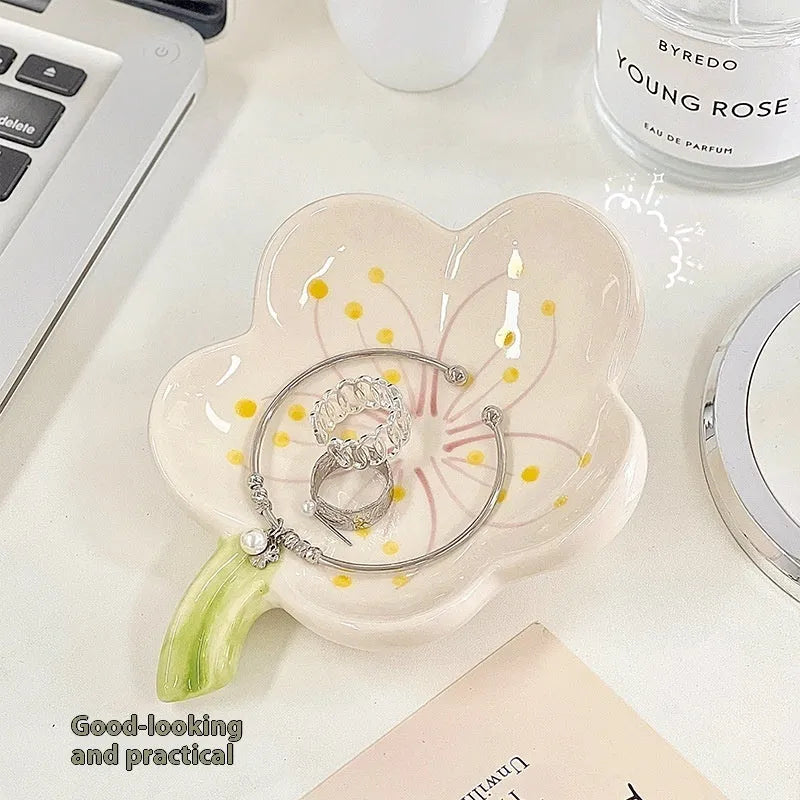 Yellow porcelain jewellery tray with removable ceramic shell and optional LED night light