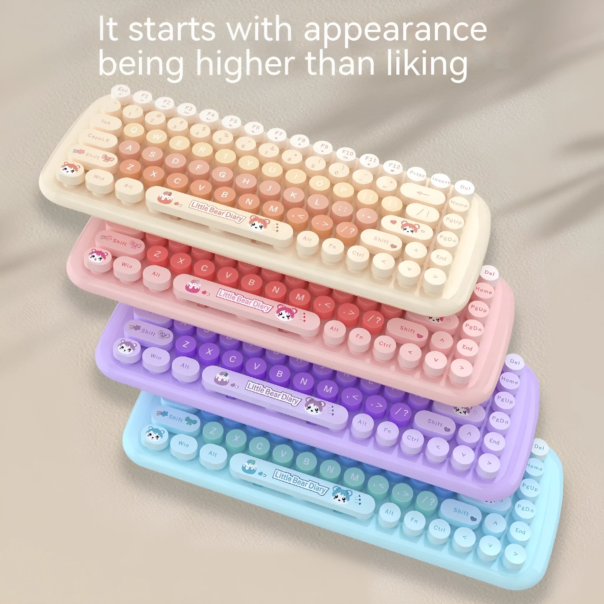 Candy pink wireless keyboard and mouse set with compact 43.5cm keyboard dimensions