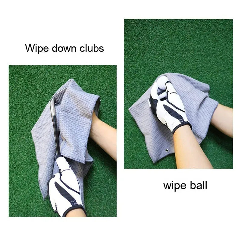 Waffle golf ball cleaning cloth towel in assorted colours showing textured surface