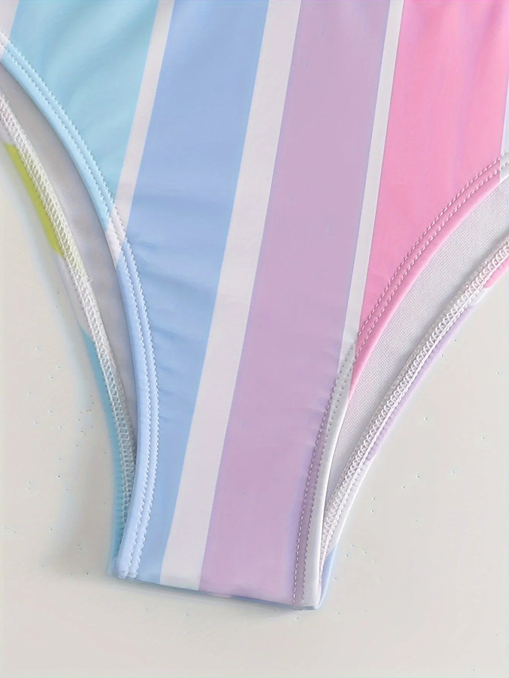 Striped women's bikini set with brief cut for swimming and water sports