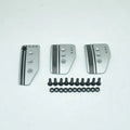 Aluminium alloy manual transmission car pedal kit showing three pedals with screws and nuts