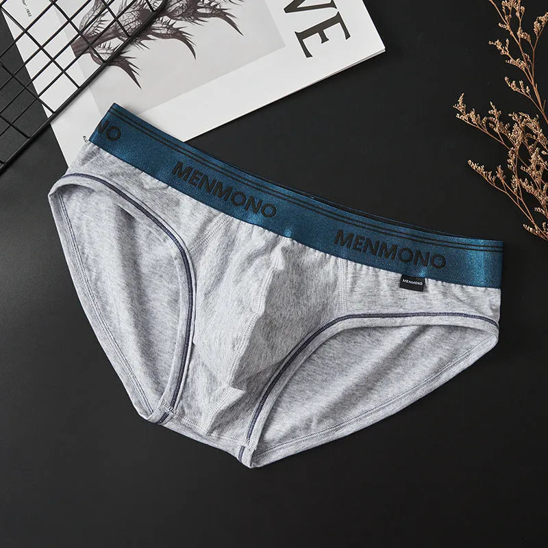 Men's low waist cotton briefs in a black and blue colour combination.