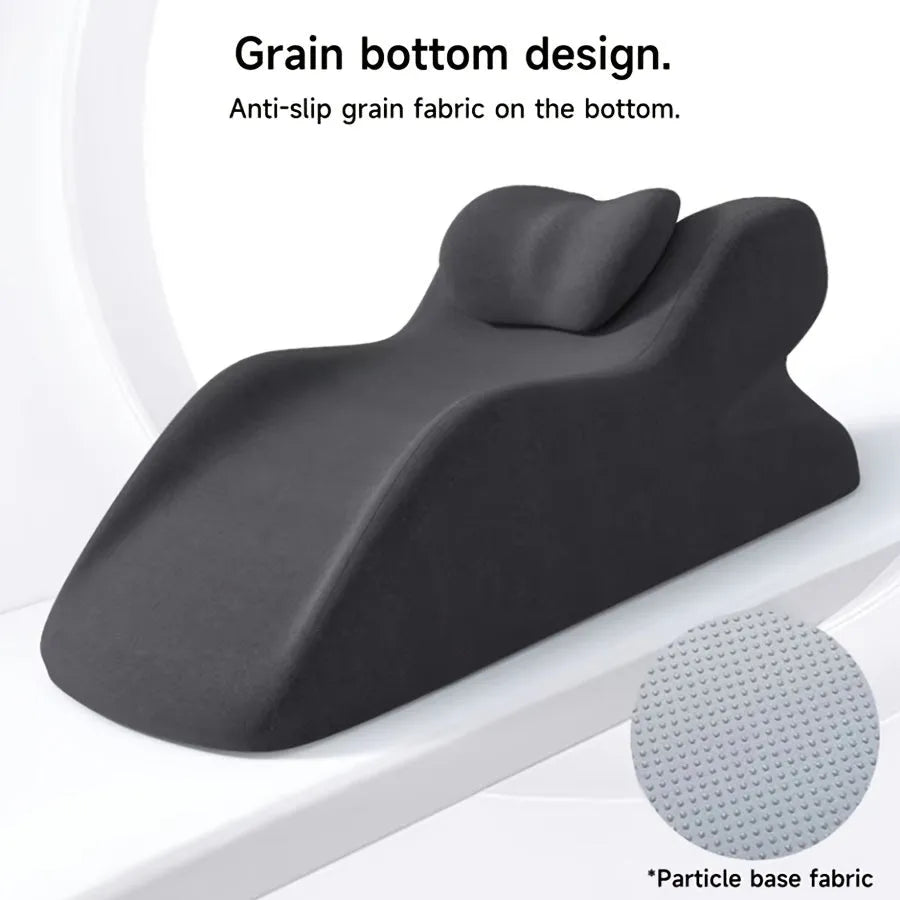 Prone position stomach sleeping pillow in Blue for face-down reading and phone use