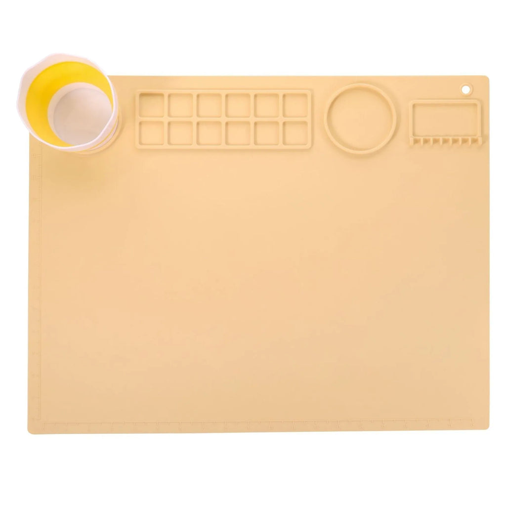 Silicone double bowl painting mat measuring 50 by 40 cm for watercolour artists