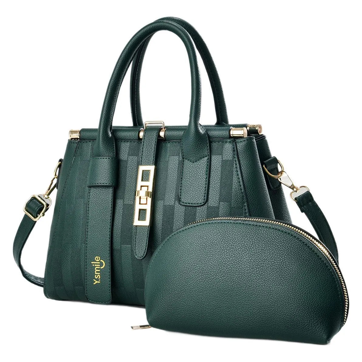 Round black PU leather crossbody bag with shoulder strap, shown next to other colour options.