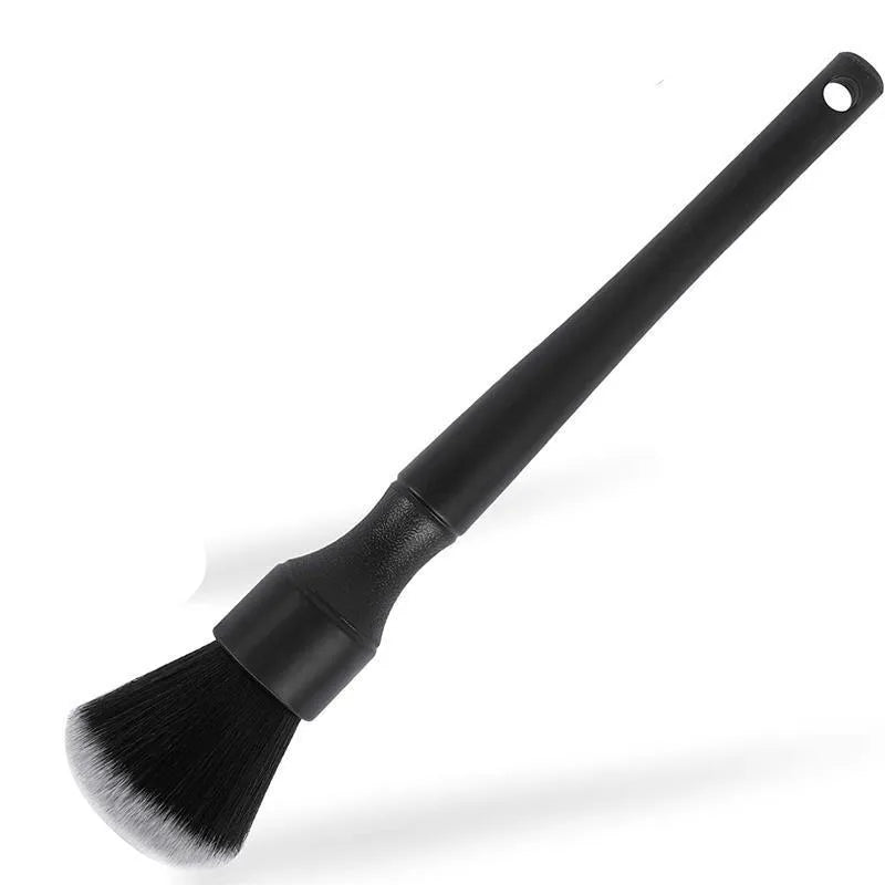 Black car detailing brush with ultra-soft pig hair bristles shown in 240mm and 160mm handle sizes.