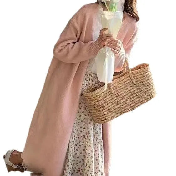 Women's mid-length knitted cardigan with V-neck in five colour options