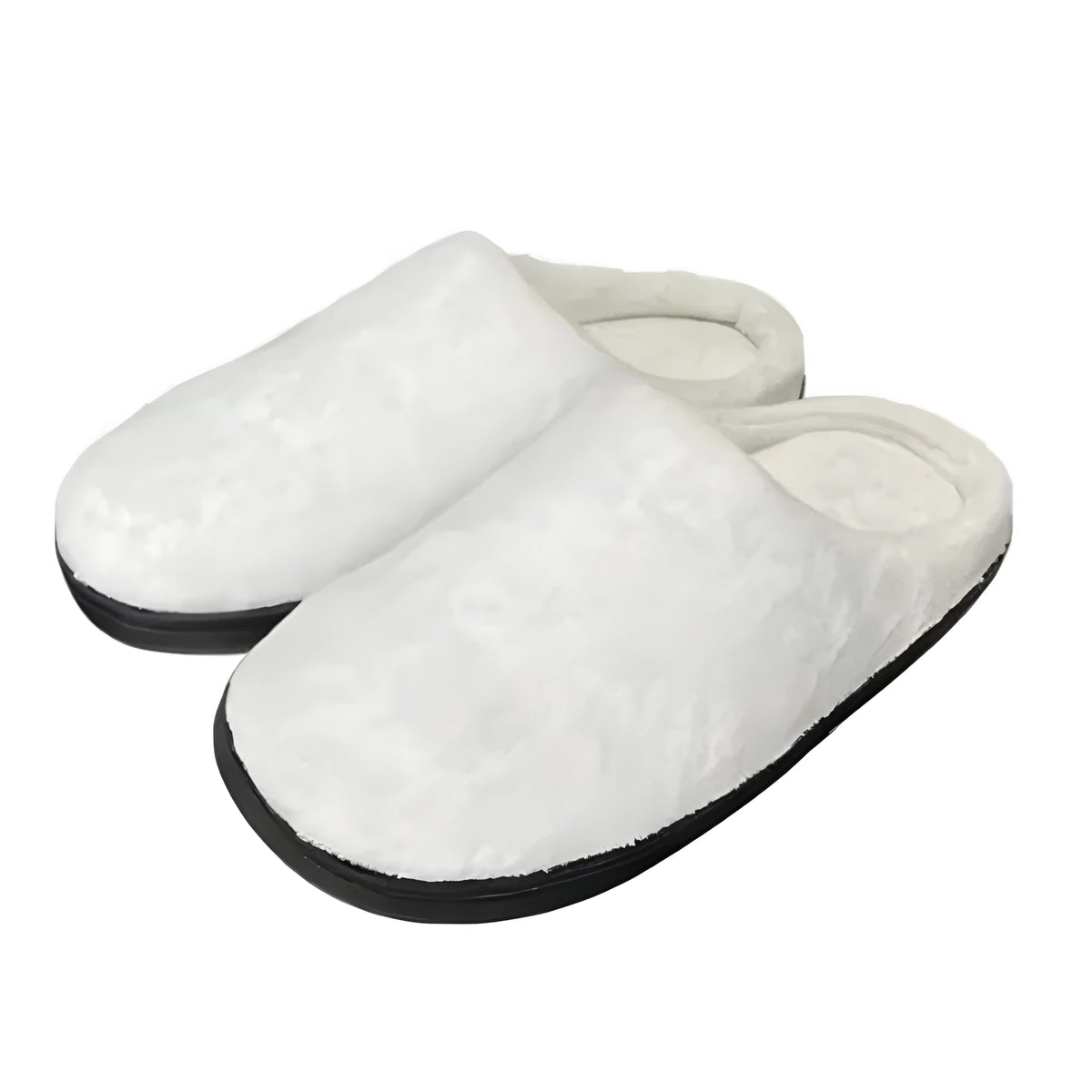 Patterned warm cotton slippers with flannel lining and TPR sole on a neutral background.