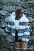Women's loose fit artificial fur hooded coat in street fashion style