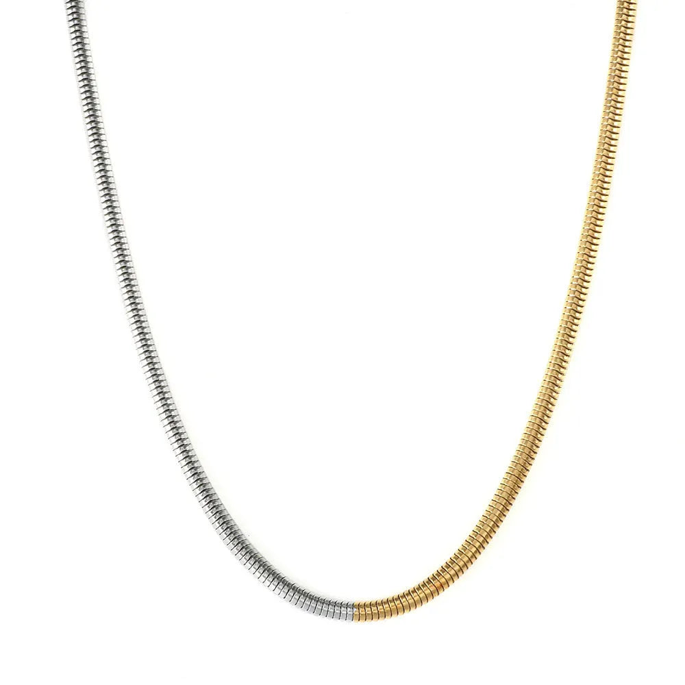 Women's golden snake bones chain necklace with geometric hip-hop design