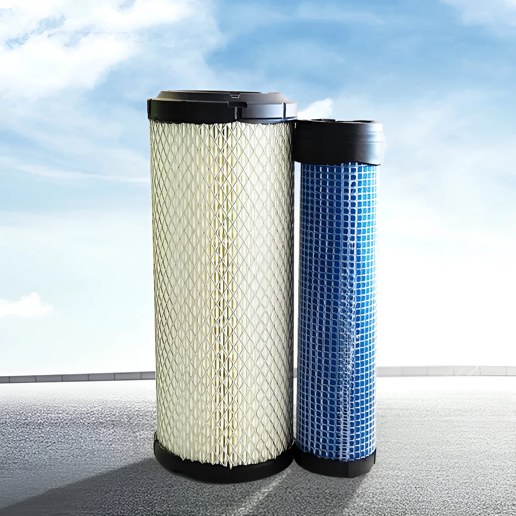 Donaldson 1027 air filter with straight head and elbow fitting options showing dimensions