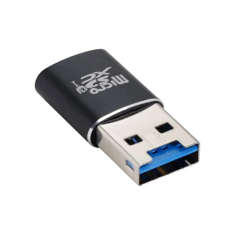 Black USB 3.0 micro SD card reader with ABS plastic shell for memory card transfers