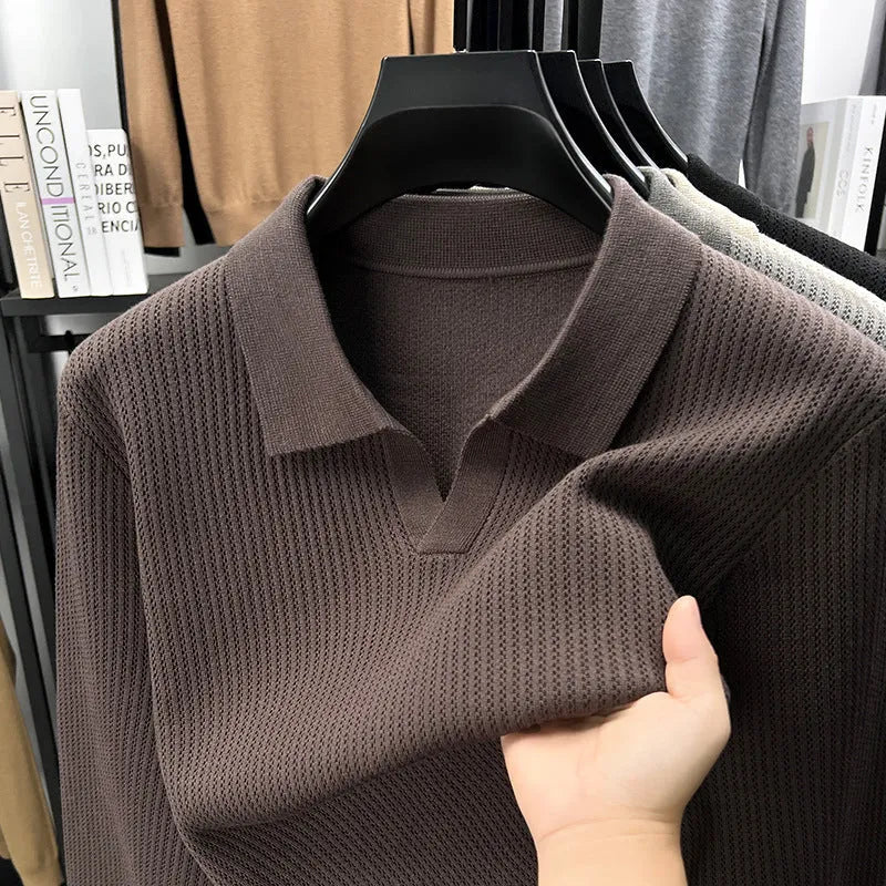 Men's loose fit pullover sweater in green colour, casual design with long sleeves