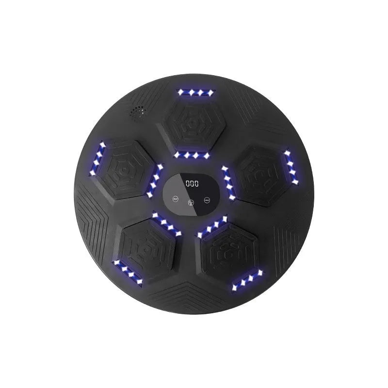 Smart music boxing machine reaction target hanging on wall with boxing gloves