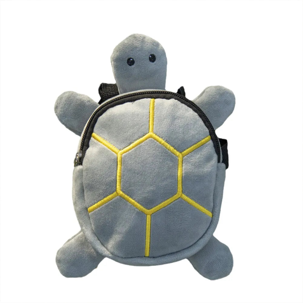 Turtle-shaped dog backpack harness with metal zipper in four colour options on small dog