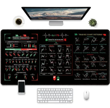 Game-themed printed rubber mouse pad on a desk, showing non-slip natural rubber base.