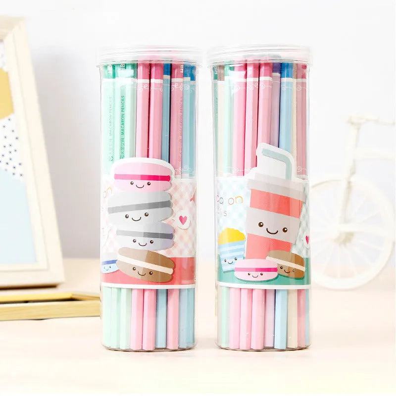 Basswood thermal transfer pencil with six-angle rod design and wooden barrel containing 50 HB refills