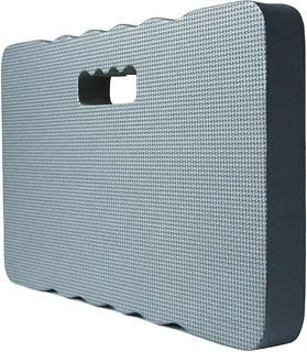 Solid blue EVA foam garden kneeler hassock on grass, showing its 45cm length and 4cm thickness.