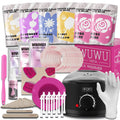 WUWUVISTA 56-piece waxing kit with wax warmer, six coloured wax bead jars, applicators and aftercare products