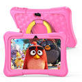 Blue 7-inch children's tablet with silicone protective cover and rotating handle bracket