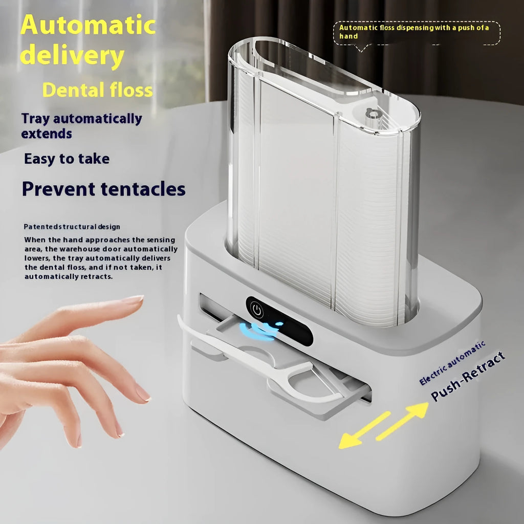 Intelligent induction dental floss box in dark grey, light grey or gold with automatic pop-up mechanism
