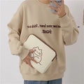 Nylon protective sleeve for tablet with embroidered cat design and zipper, shown in small and large sizes.