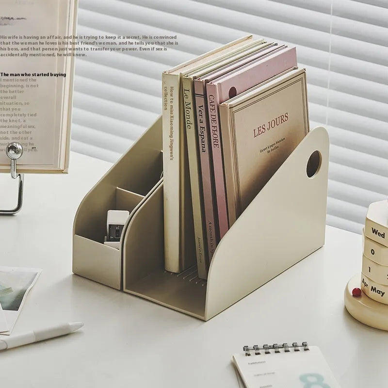 Desktop storage box with two grid shelves in plastic construction, 14.5cm wide by 17cm deep by 22cm high