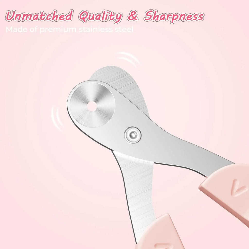 Blue pet nail clippers with safety positioning hole and stainless steel blade for cat grooming