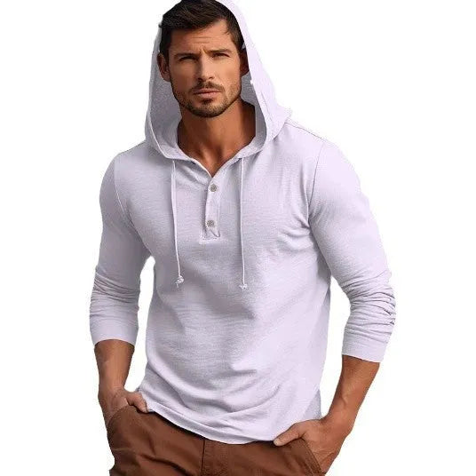 Cotton long sleeve pullover hoodie top in apricot colour on a hanger