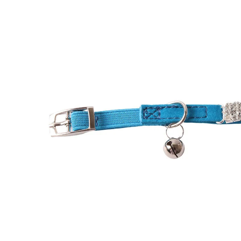 Elastic buckle gang drill pattern cat collar in six colour options including pink and dark brown