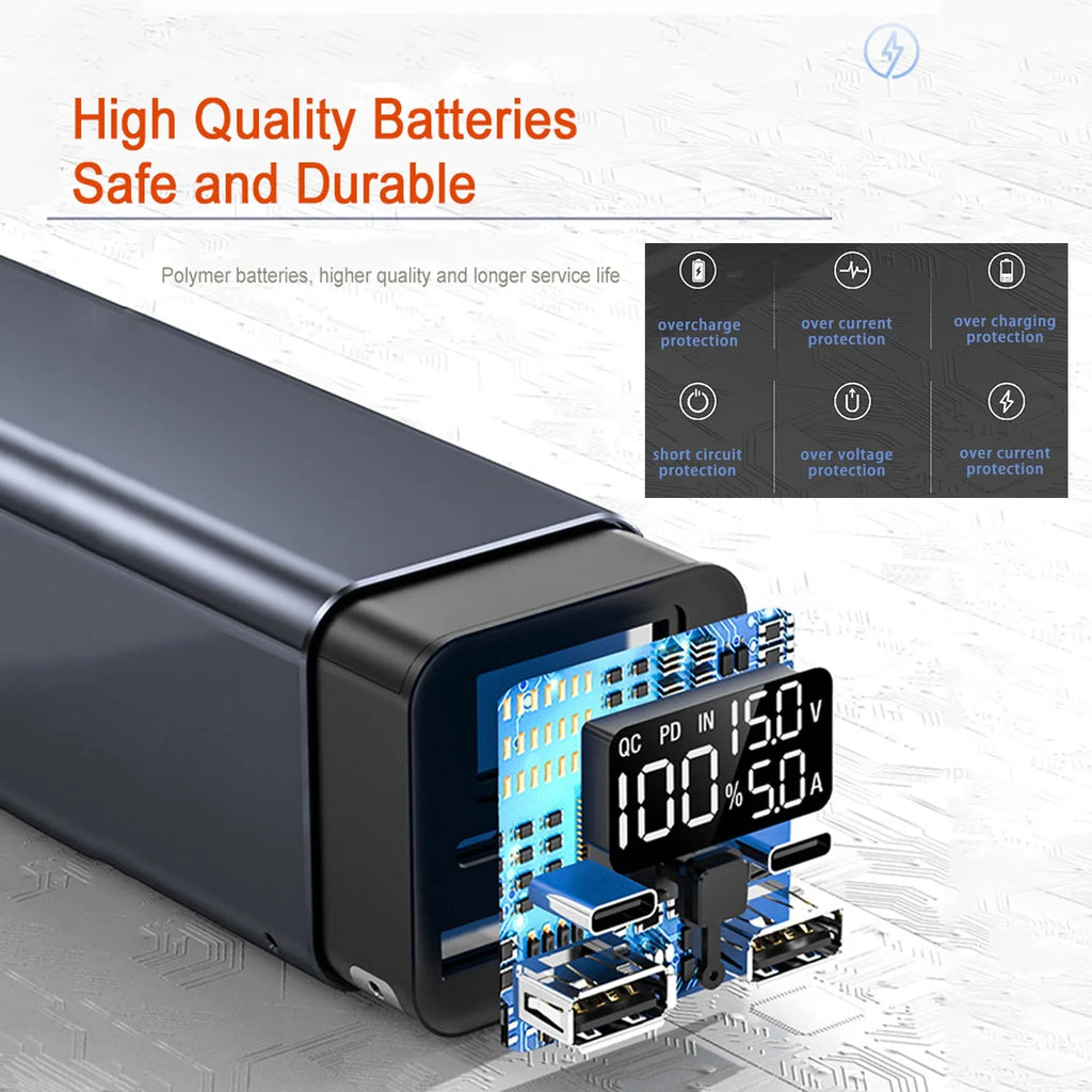 65W laptop power bank with 20000mAh capacity in metal casing, black colour option