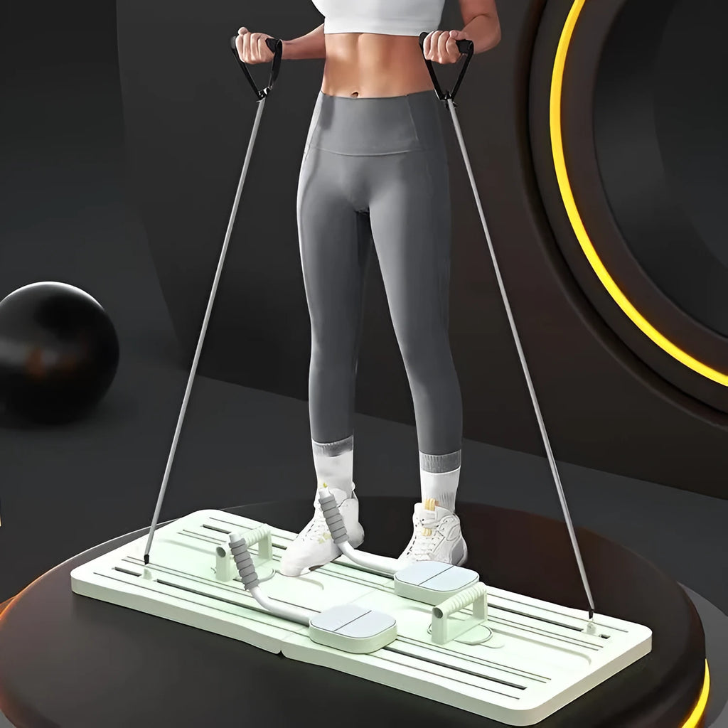 Foldable purple PP plastic belly panel fitness board for core training.