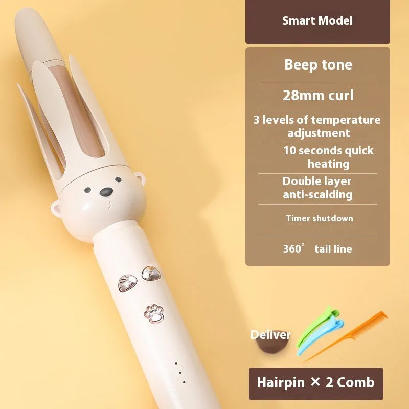 Beige anion automatic hair curler with FS-H208 negative ion technology and wired power supply