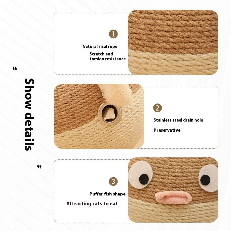 15cm cube puffer leakage pet feeder toy with sisal hemp strip construction for dogs and cats