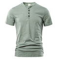 Men's slub cotton short sleeve T-shirt in solid colour with British style casual design