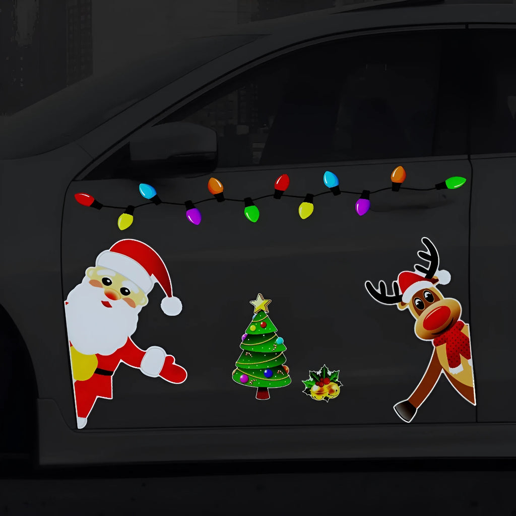Cartoon Christmas elk reflective magnetic car decoration sticker medium size RFM025 colour