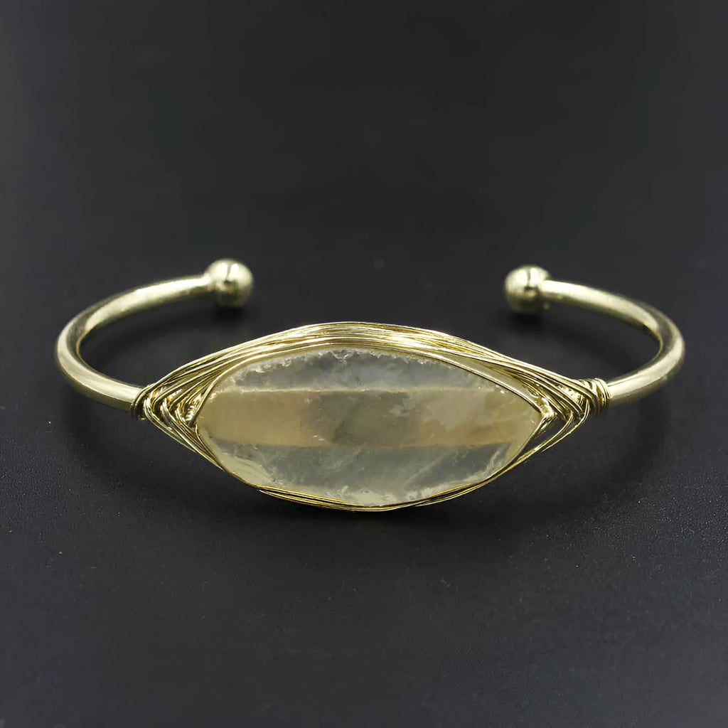 Natural raw gemstone bracelet with 8mm beads in multiple colour options on wrist