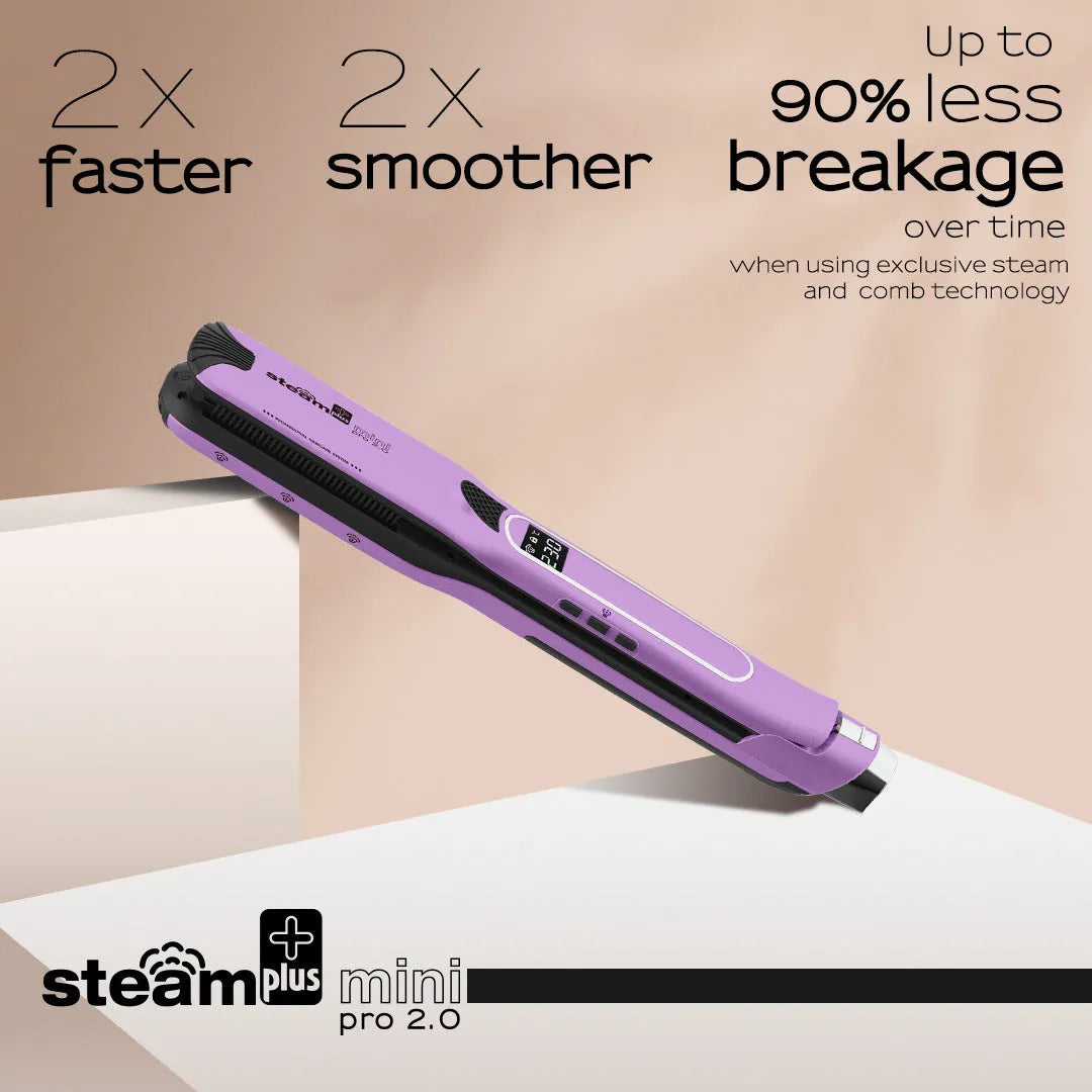 Mini steam splint spray hair straightener in champagne, purple, or rose red colour with steam function
