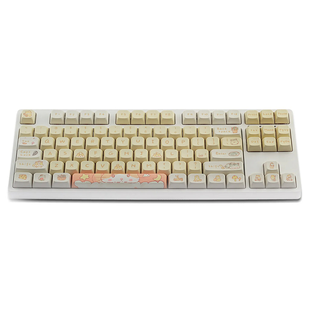 Custard and mouse character design mechanical keyboard keycaps set for 68 75 98 100 percent layouts