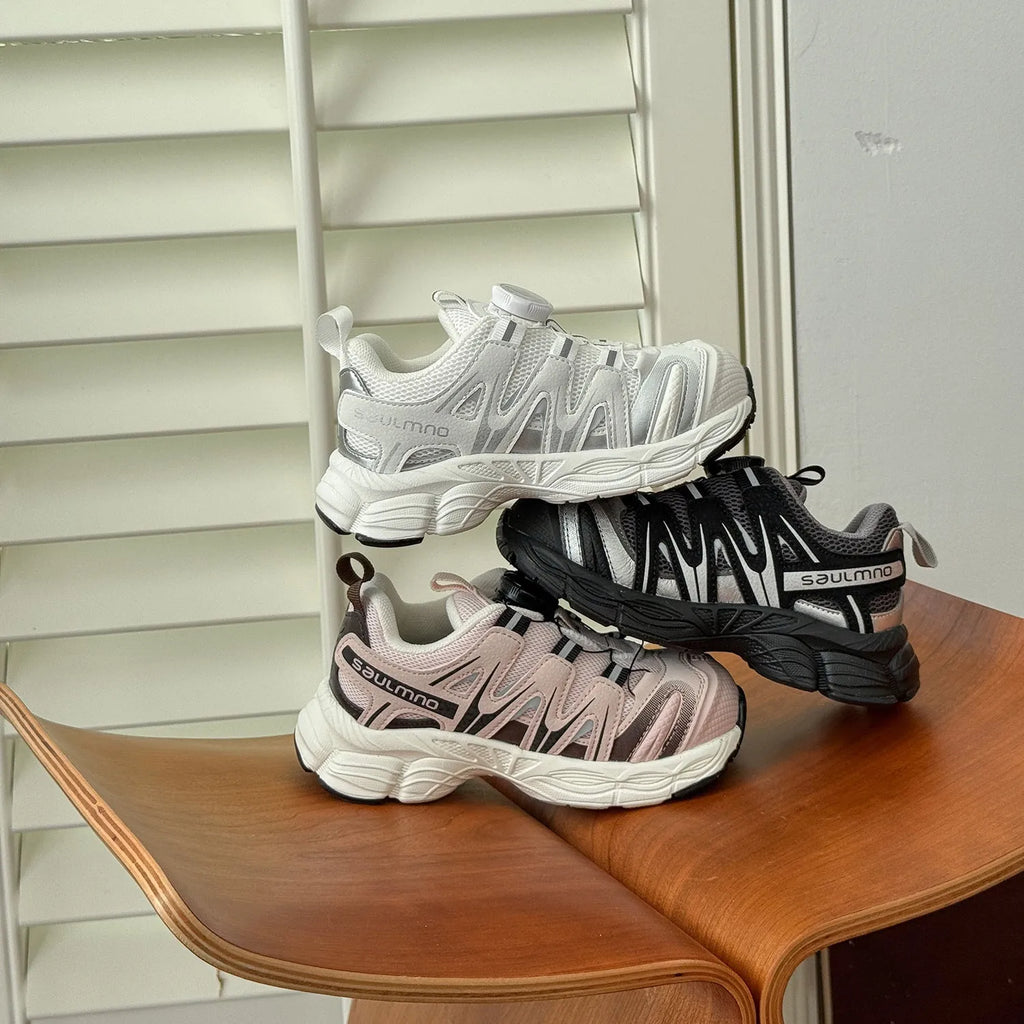 Breathable PU leather mesh casual shoes in black, beige and pink solid colours