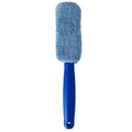 29cm long handle microfiber tyre brush for car wheel cleaning in blue colour