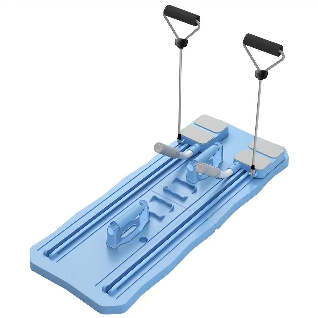 Blue ABS multifunctional fitness board for home core exercises with board-wheel design