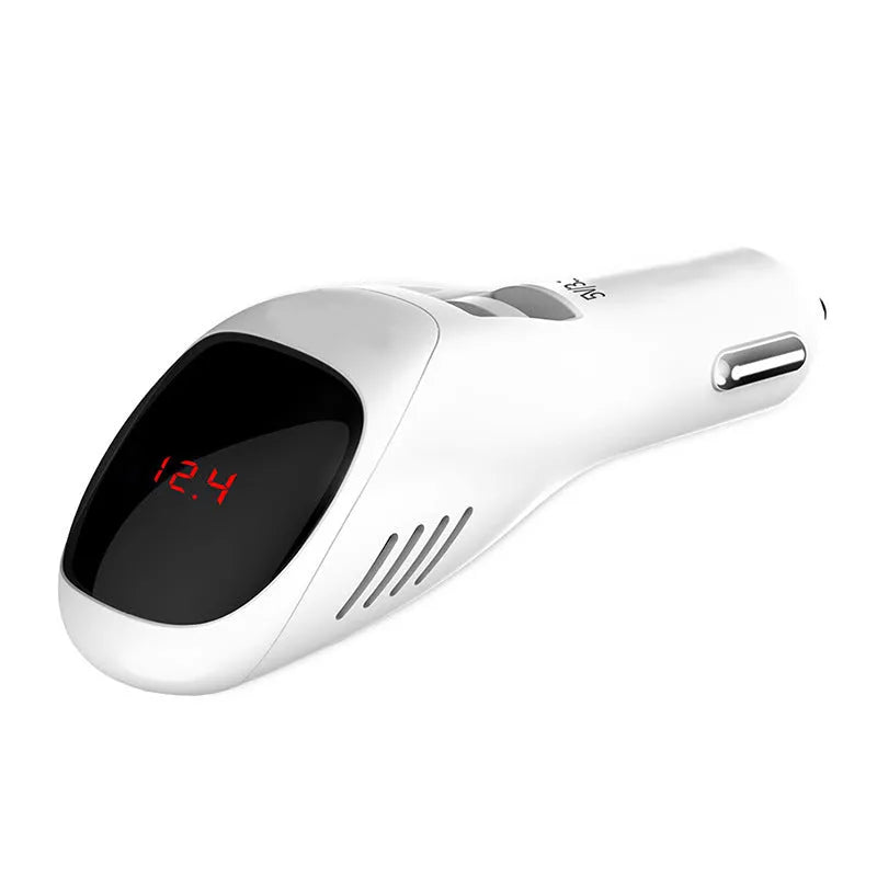 White car USB cellphone charger negative ion purifier with ABS PC body measuring 103x33x32mm