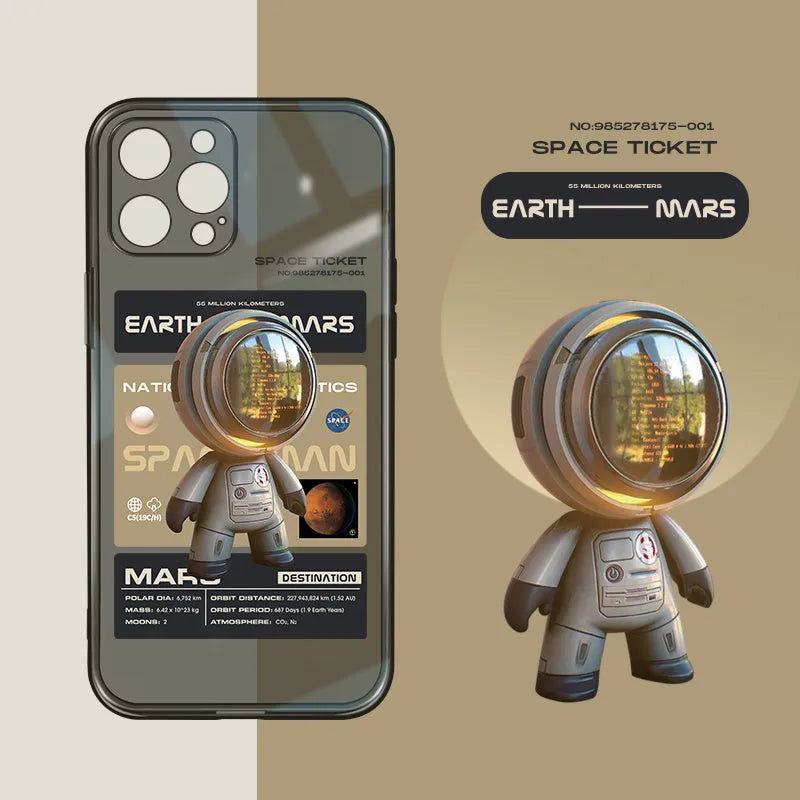 Niche Trendy Brand black soft TPU iPhone protective case showing Mars Ticket and Oasis Flights design variants