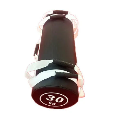 Flat white PVC fitness power training sandbag for gym weight lifting.