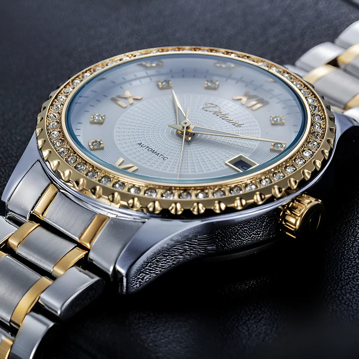 Fashionmonger automatic mechanical watch showing luminous hands and waterproof construction in business style