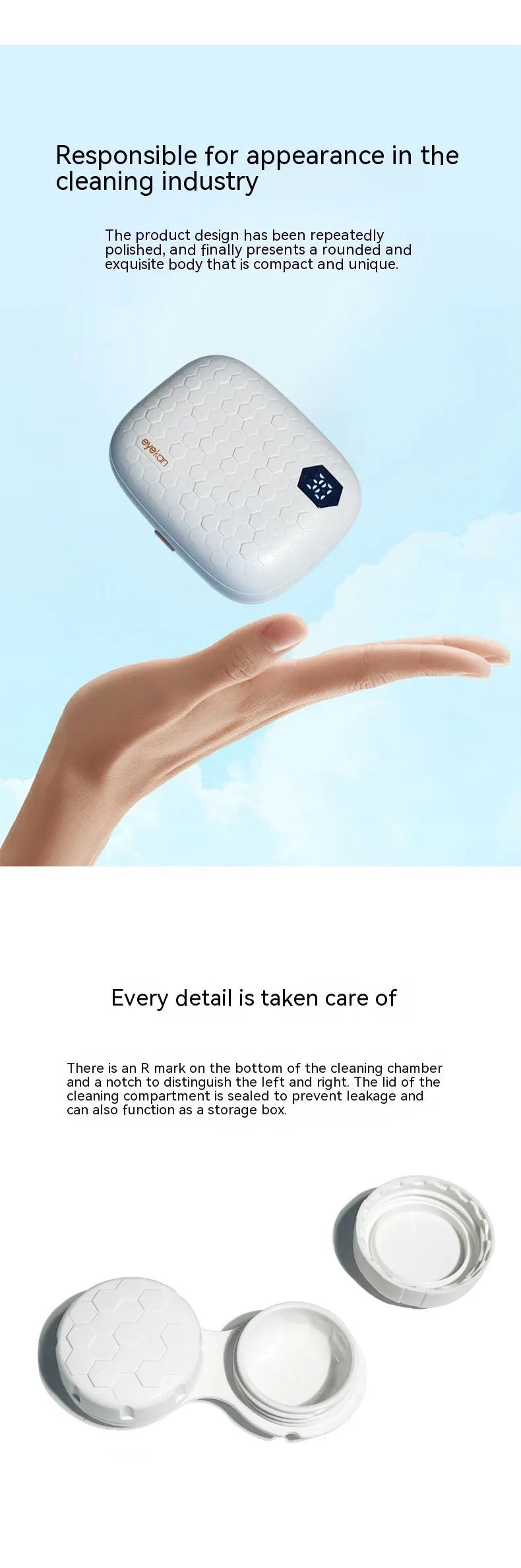 Automatic electric ultrasonic cleaning machine for invisible glasses in pearl white, showing compact size