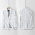 Men's loose fit linen casual jacket in solid colour with long sleeves