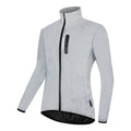 Silver waterproof polyester jacket with long sleeves shown in European sizes from S to 3XL