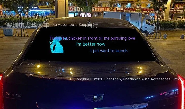 Voice control car rhythm light with 90 by 25cm electroluminescent panel showing music sync patterns